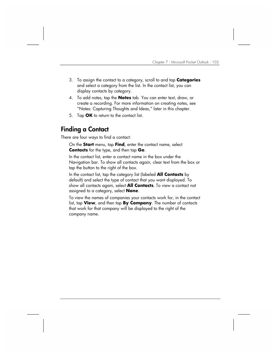 Finding a contact | HP 560 Series User Manual | Page 107 / 172
