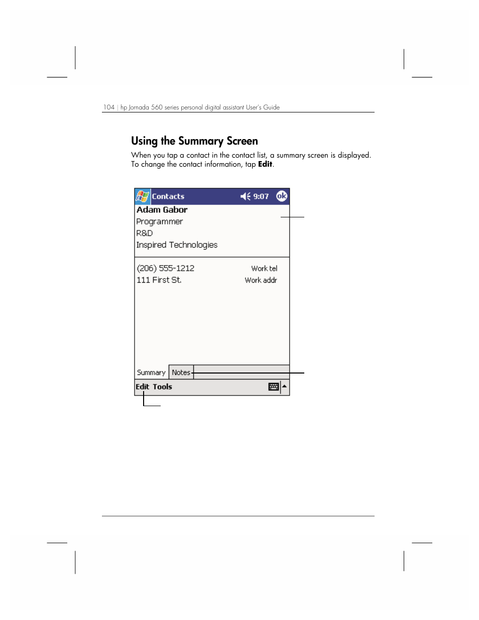 Using the summary screen | HP 560 Series User Manual | Page 108 / 172