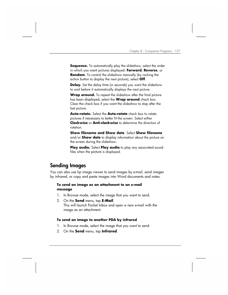 Sending images | HP 560 Series User Manual | Page 131 / 172