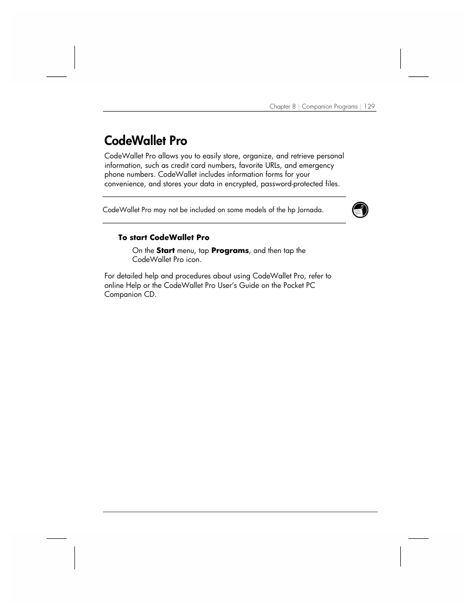 Codewallet pro | HP 560 Series User Manual | Page 133 / 172