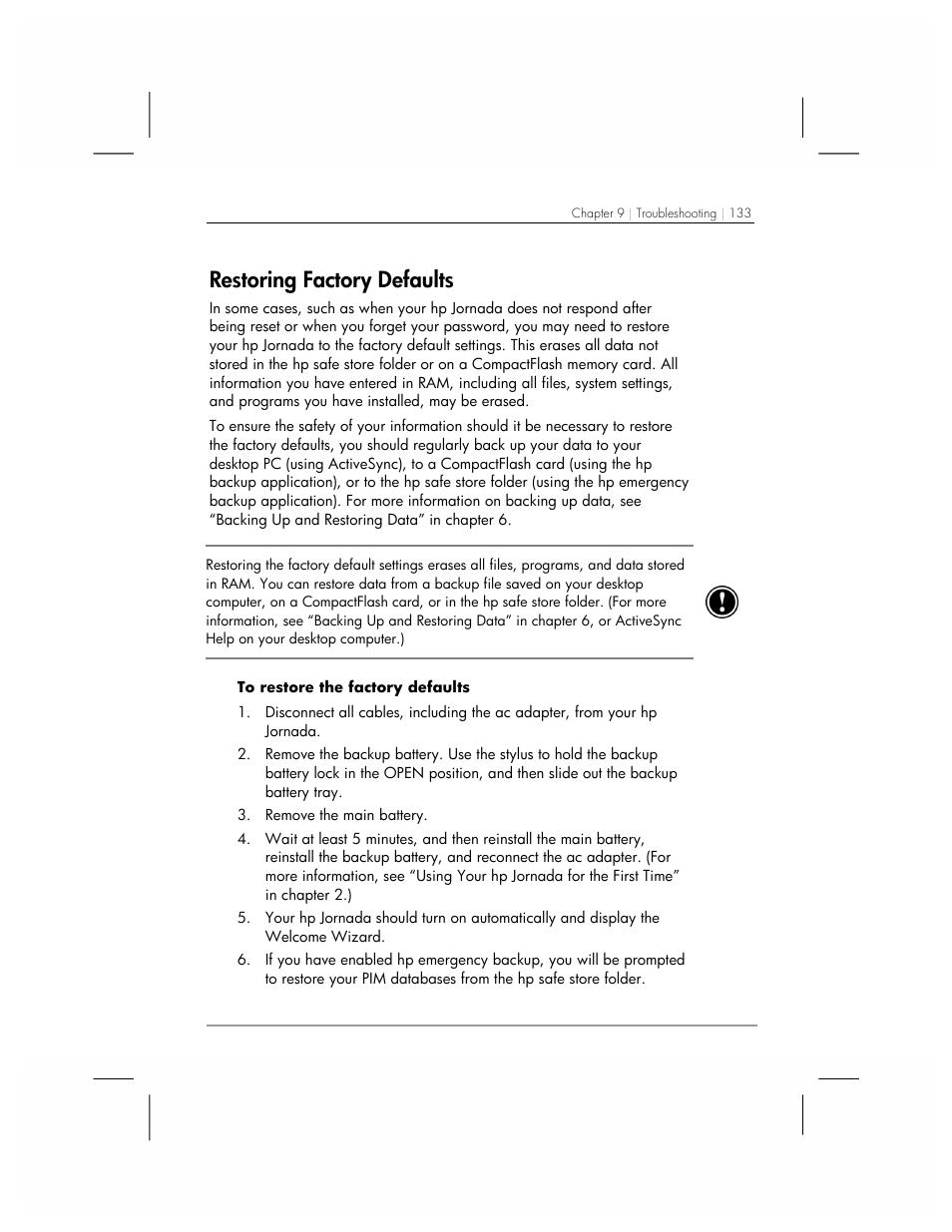 Restoring factory defaults | HP 560 Series User Manual | Page 137 / 172