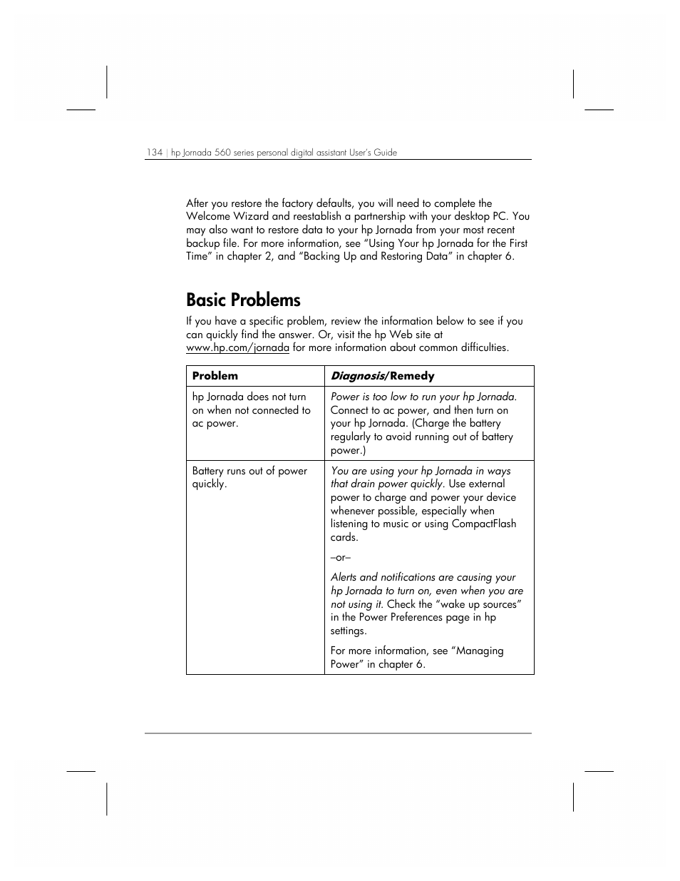 Basic problems | HP 560 Series User Manual | Page 138 / 172