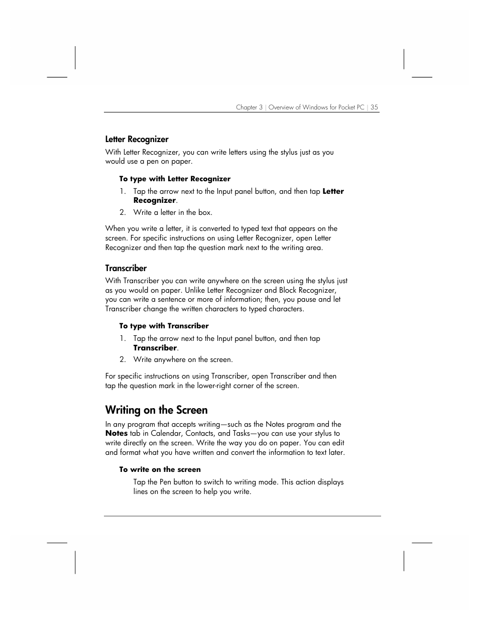 Writing on the screen | HP 560 Series User Manual | Page 39 / 172