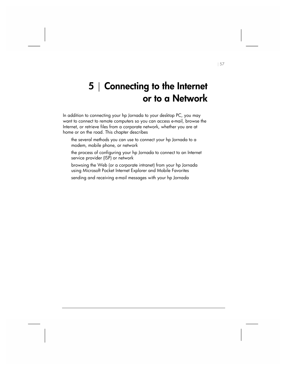 5 connecting to the internet or to a network, 5| connecting to the internet or to a network | HP 560 Series User Manual | Page 61 / 172