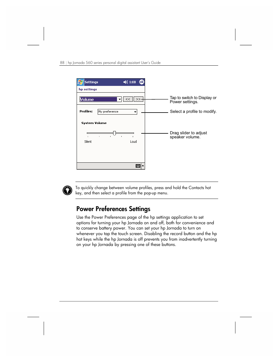 Power preferences settings | HP 560 Series User Manual | Page 92 / 172