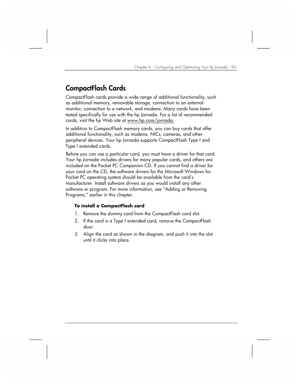 Compactflash cards | HP 560 Series User Manual | Page 99 / 172