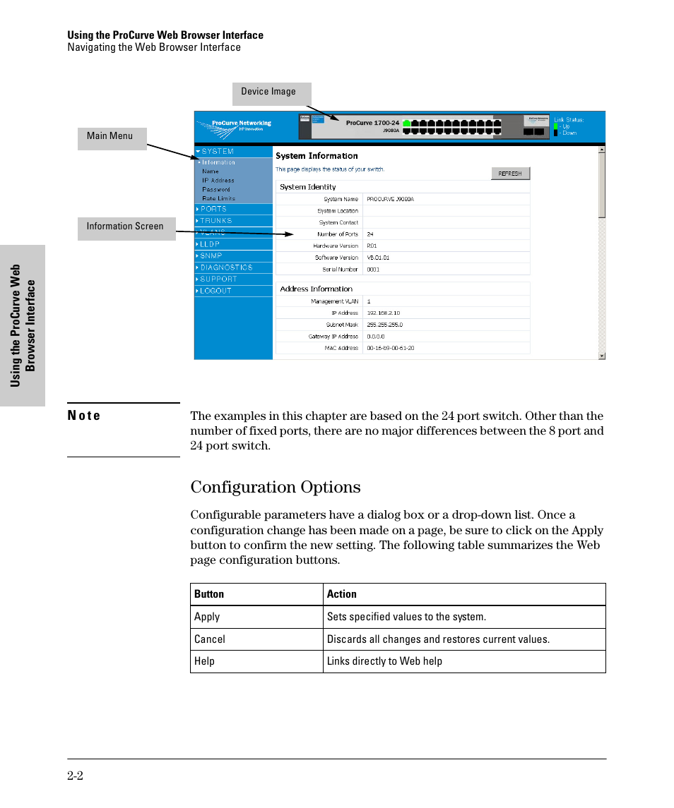 Configuration options, Configuration options -2 | HP 1700-24 User Manual | Page 12 / 56