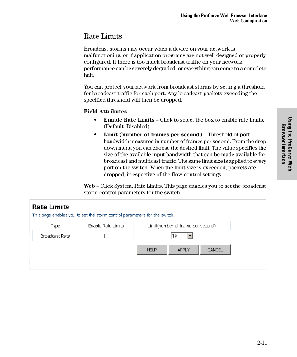 Rate limits, Rate limits -11 | HP 1700-24 User Manual | Page 21 / 56