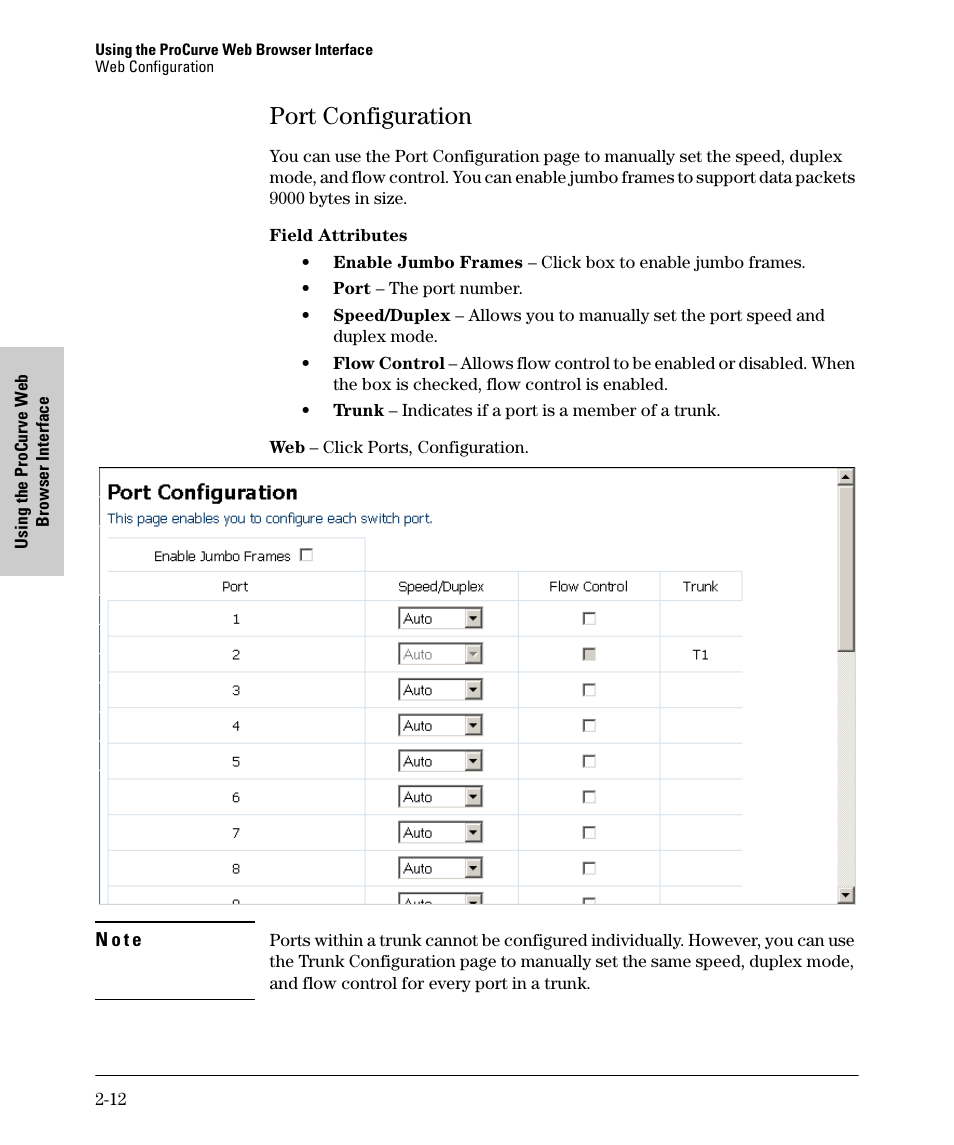 Port configuration, Port configuration -12 | HP 1700-24 User Manual | Page 22 / 56