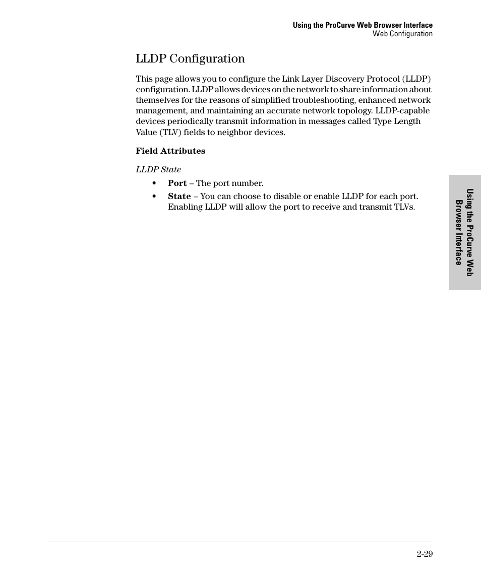Lldp configuration, Lldp configuration -29 | HP 1700-24 User Manual | Page 39 / 56