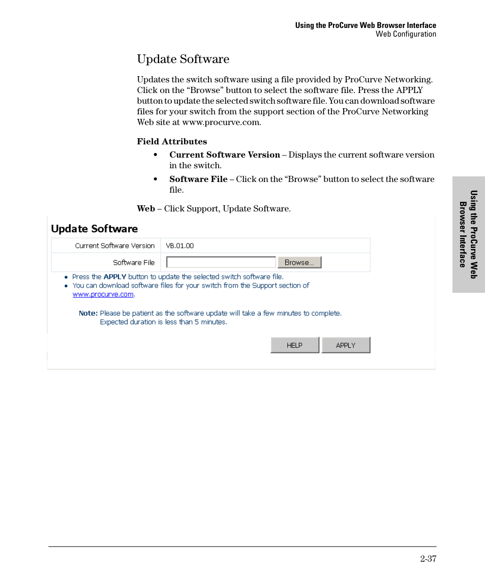Update software, Update software -37 | HP 1700-24 User Manual | Page 47 / 56