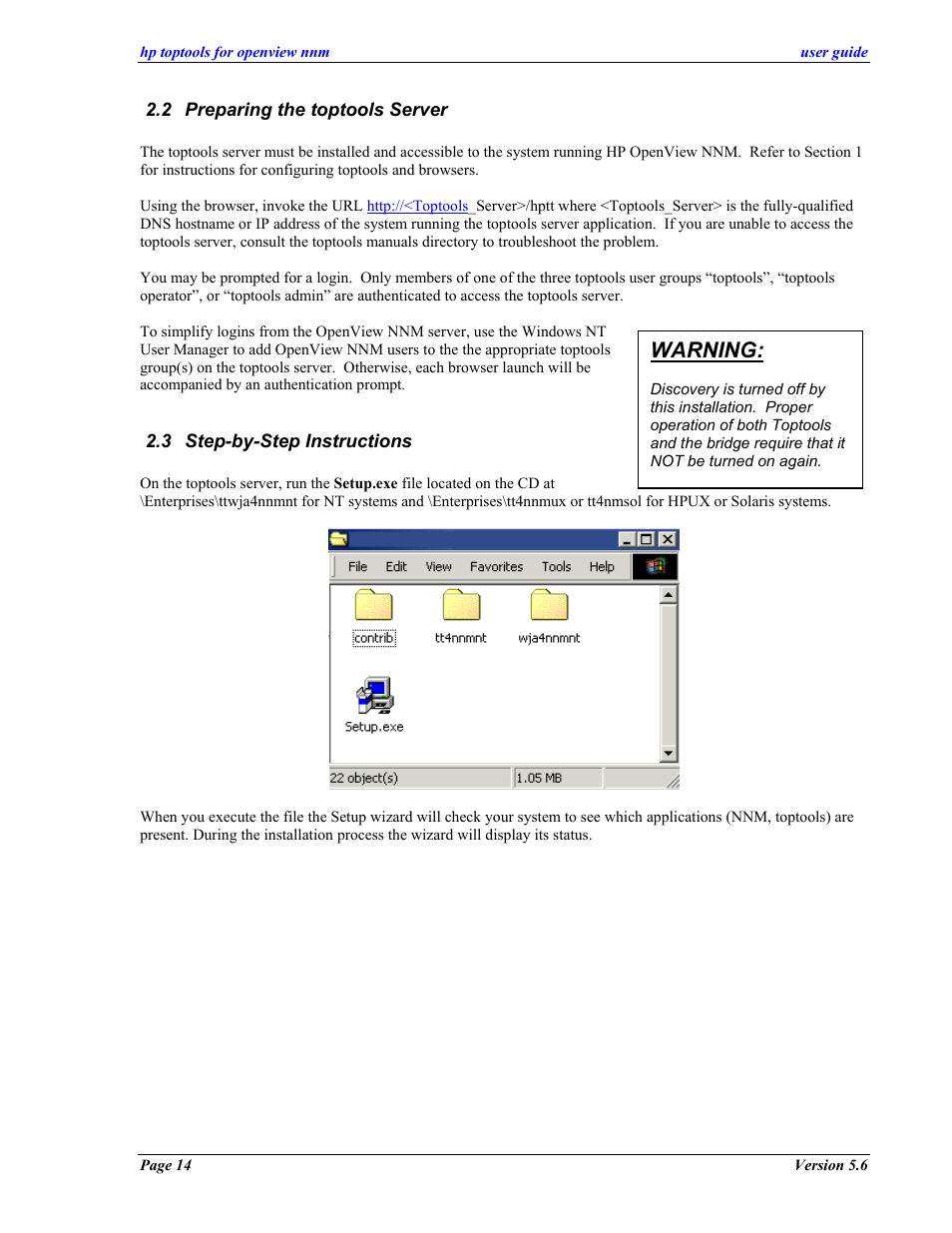 Preparing the toptools server, Step-by-step instructions, Reparing the toptools | Erver, Nstructions, Warning | HP zl User Manual | Page 14 / 86