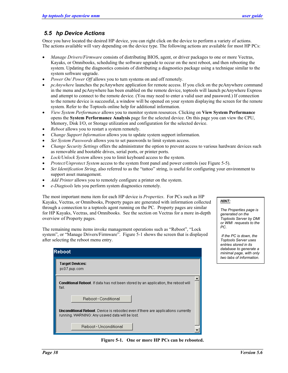Hp device actions, Evice, Ctions | HP zl User Manual | Page 38 / 86
