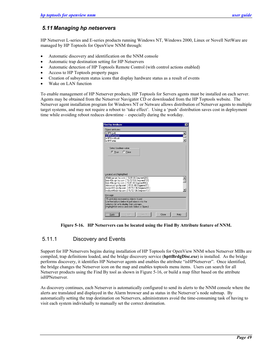Managing hp netservers, Discovery and events, Anaging hp netservers | HP zl User Manual | Page 49 / 86