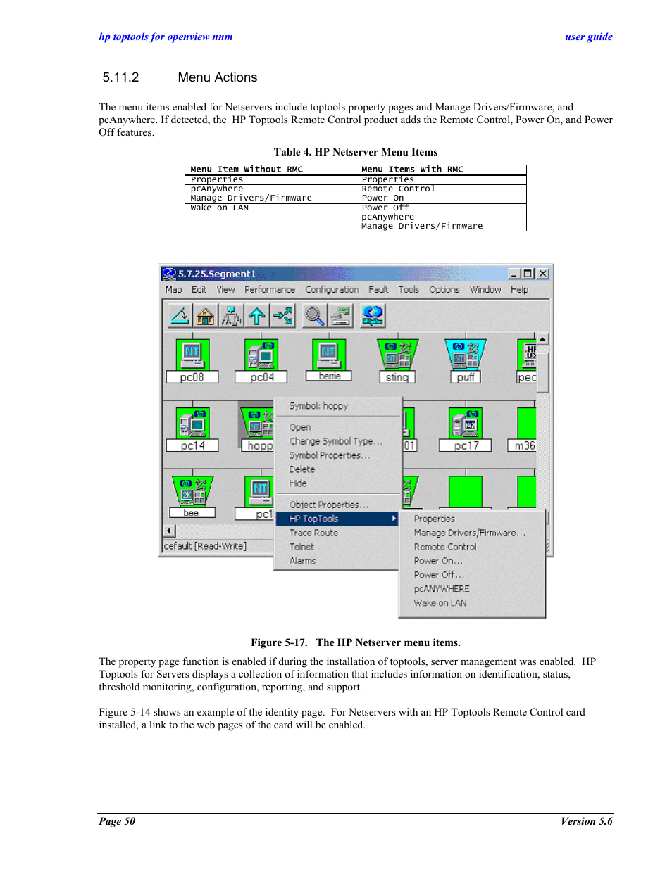 Menu actions, 2 menu actions | HP zl User Manual | Page 50 / 86