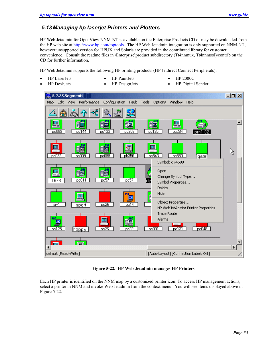Managing hp laserjet printers and plotters, Anaging hp laserjet, Rinters and | Lotters | HP zl User Manual | Page 55 / 86