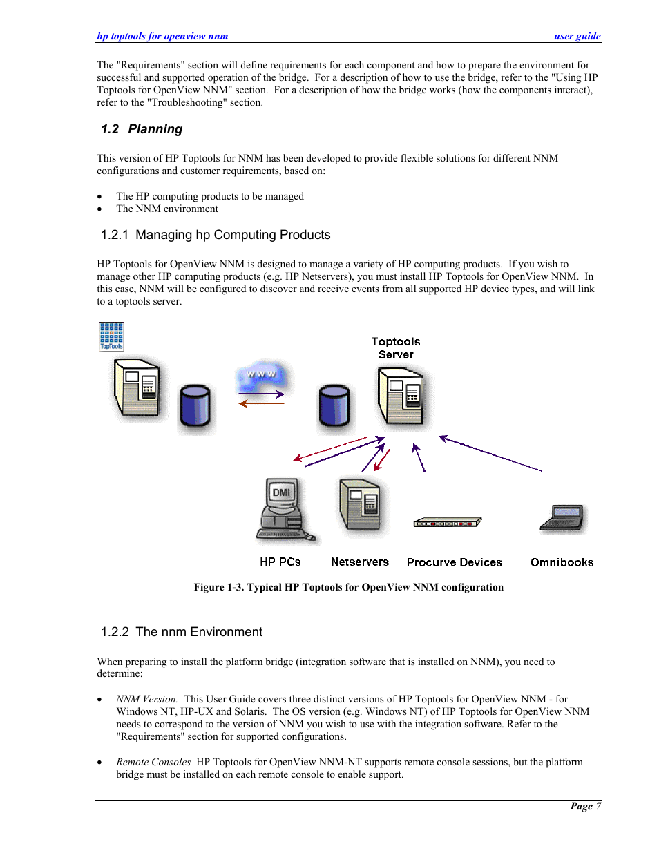 Planning, Managing hp computing products, The nnm environment | Lanning | HP zl User Manual | Page 7 / 86