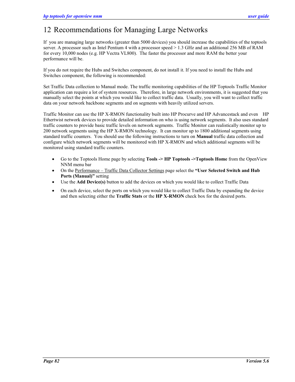 Recommendations for managing large networks, 12 recommendations for managing large networks | HP zl User Manual | Page 82 / 86