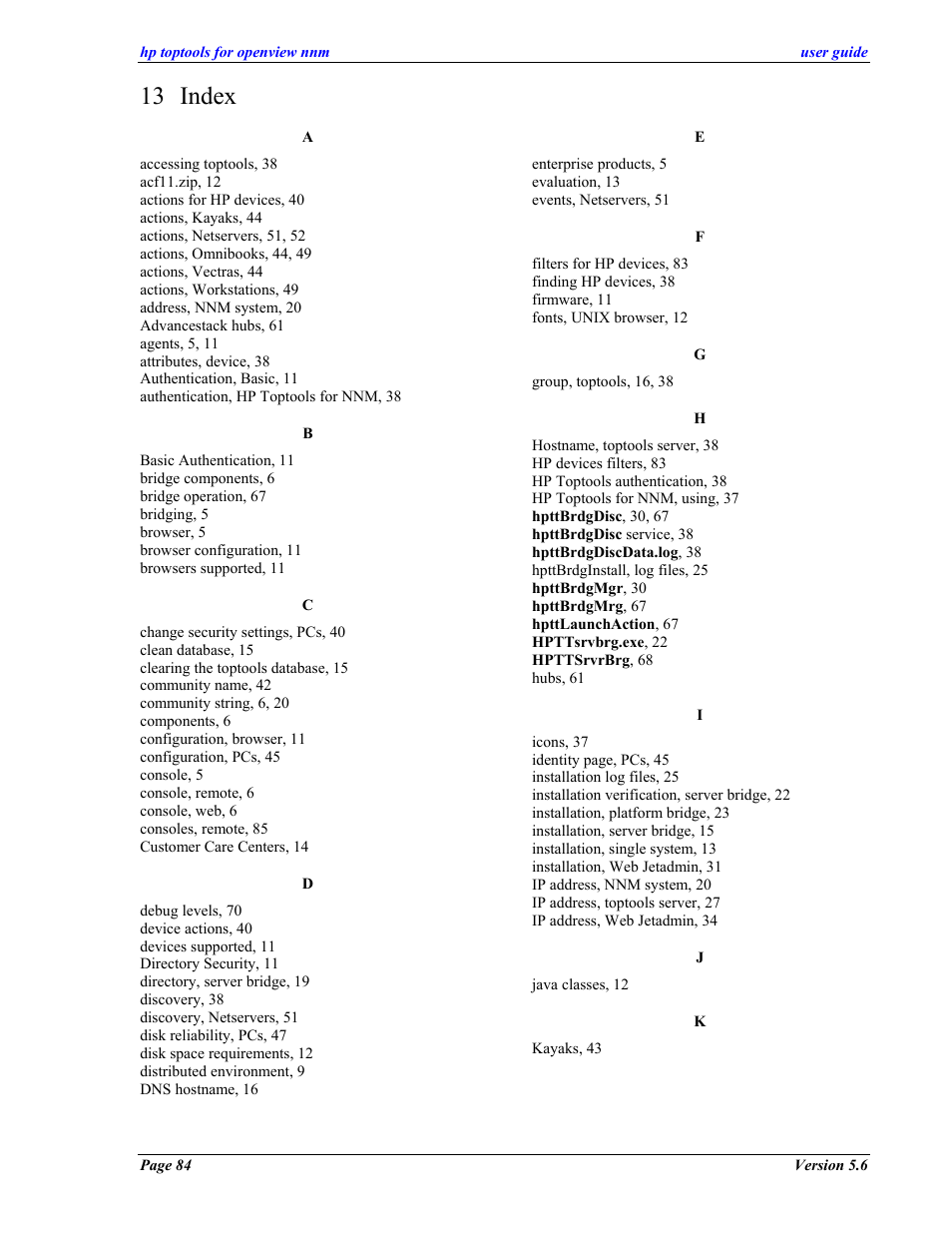 Index, 13 index | HP zl User Manual | Page 84 / 86