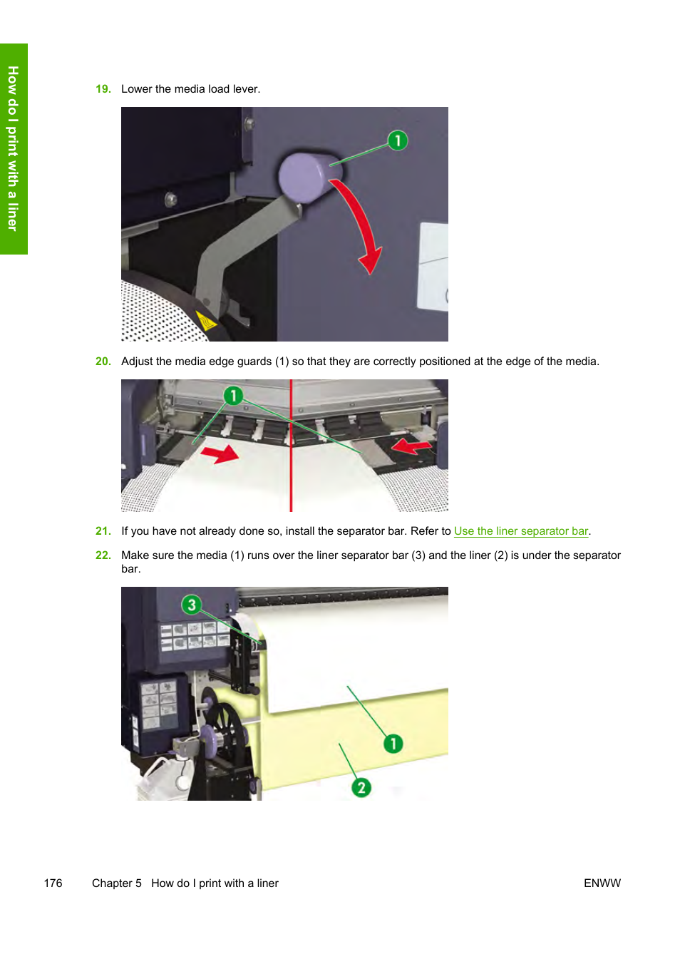 How do i print with a liner | HP 10000s User Manual | Page 186 / 330