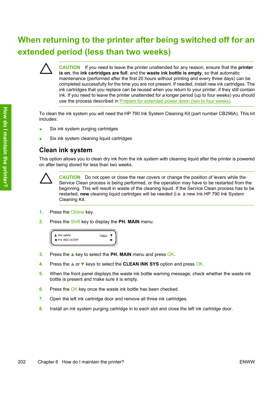 Clean ink system | HP 10000s User Manual | Page 212 / 330