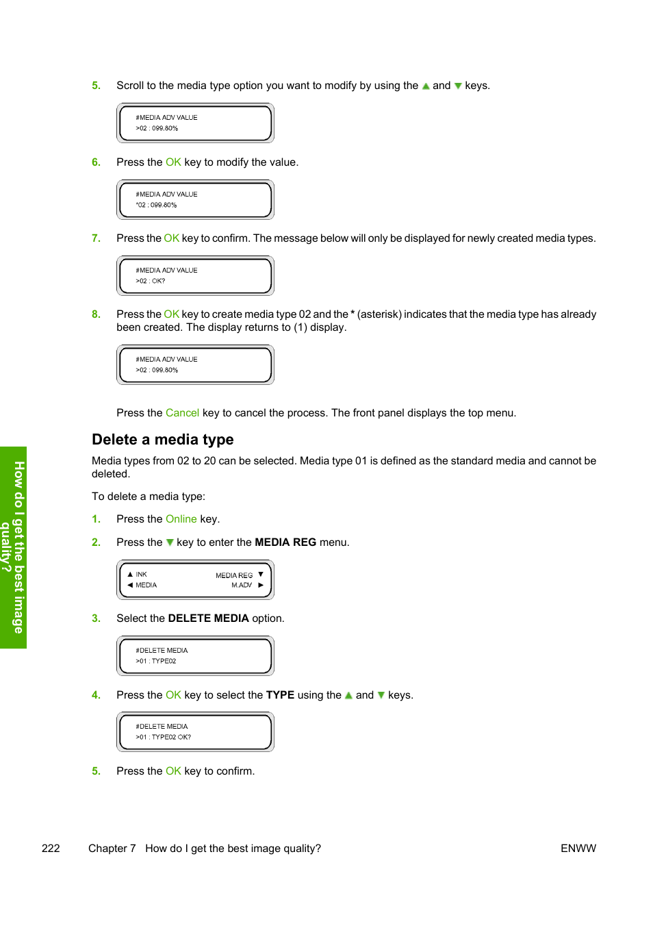 Delete a media type | HP 10000s User Manual | Page 232 / 330