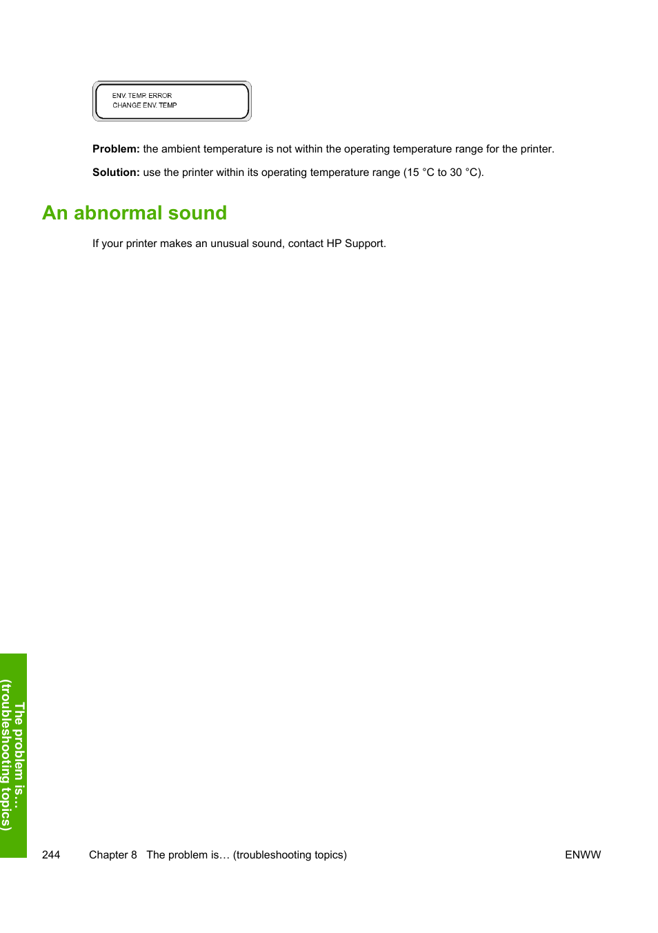 An abnormal sound | HP 10000s User Manual | Page 254 / 330