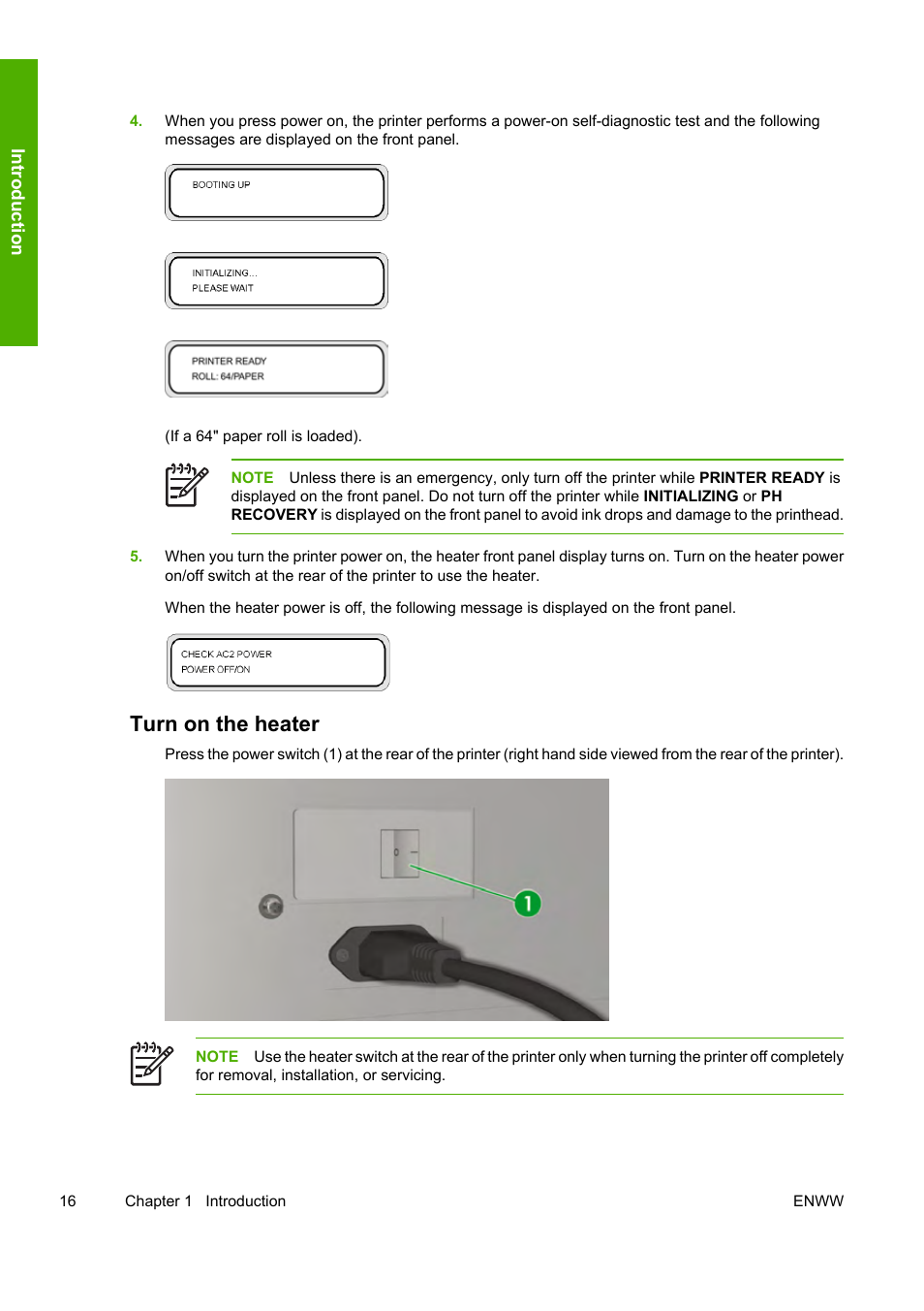 Turn on the heater | HP 10000s User Manual | Page 26 / 330