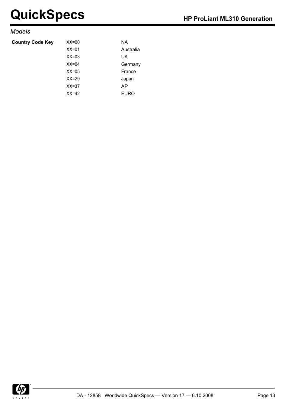 Quickspecs | HP ProLiant Generation ML310 User Manual | Page 13 / 32