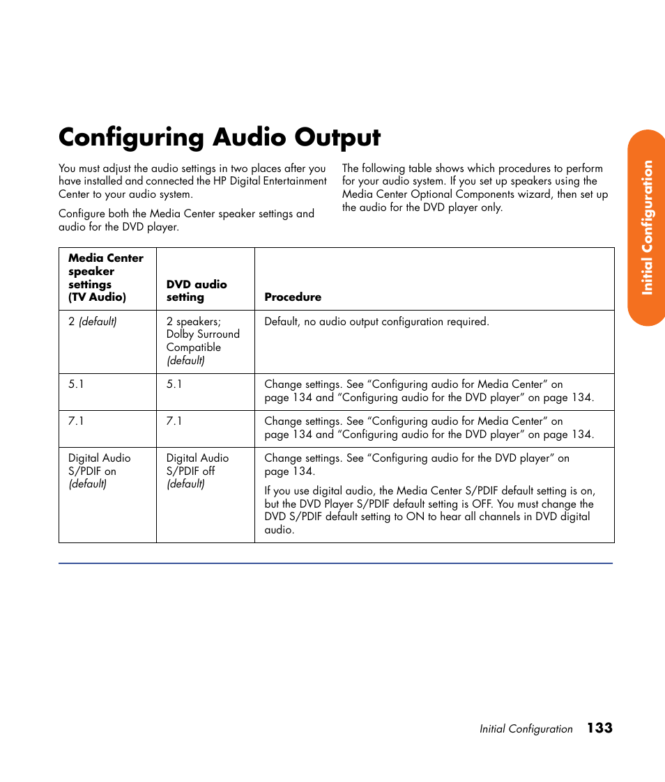 Configuring audio output | HP 2000491 User Manual | Page 139 / 180