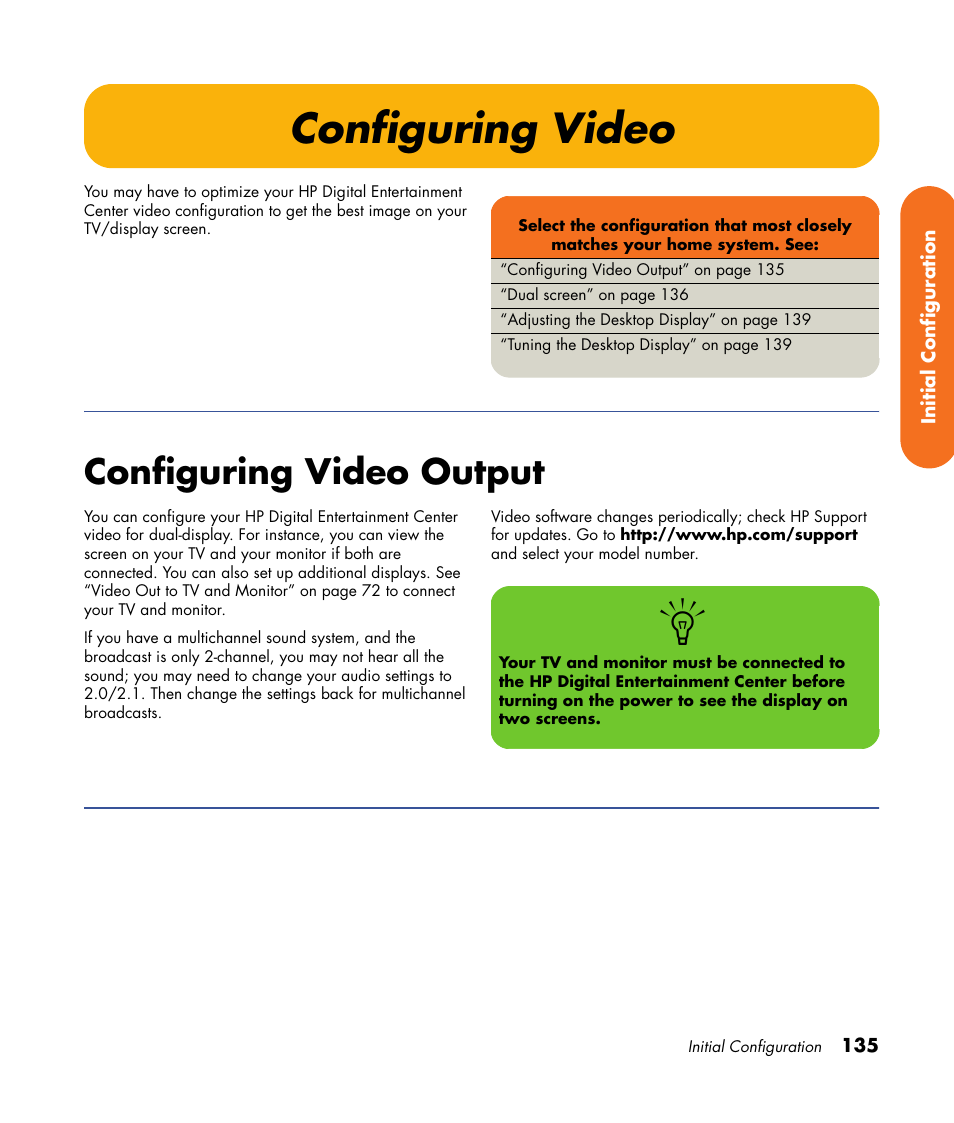 Configuring video, Configuring video output | HP 2000491 User Manual | Page 141 / 180