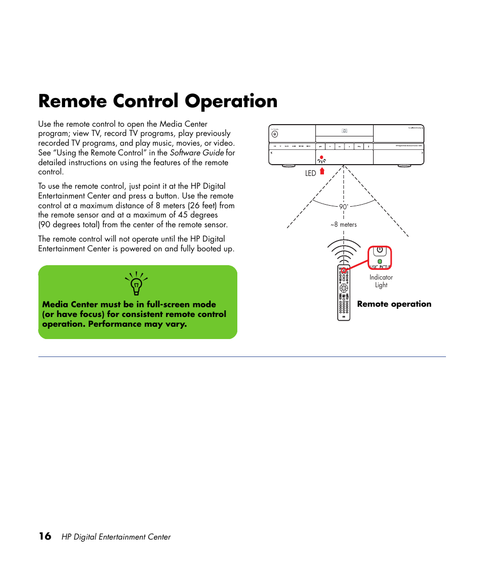 Remote control operation | HP 2000491 User Manual | Page 22 / 180