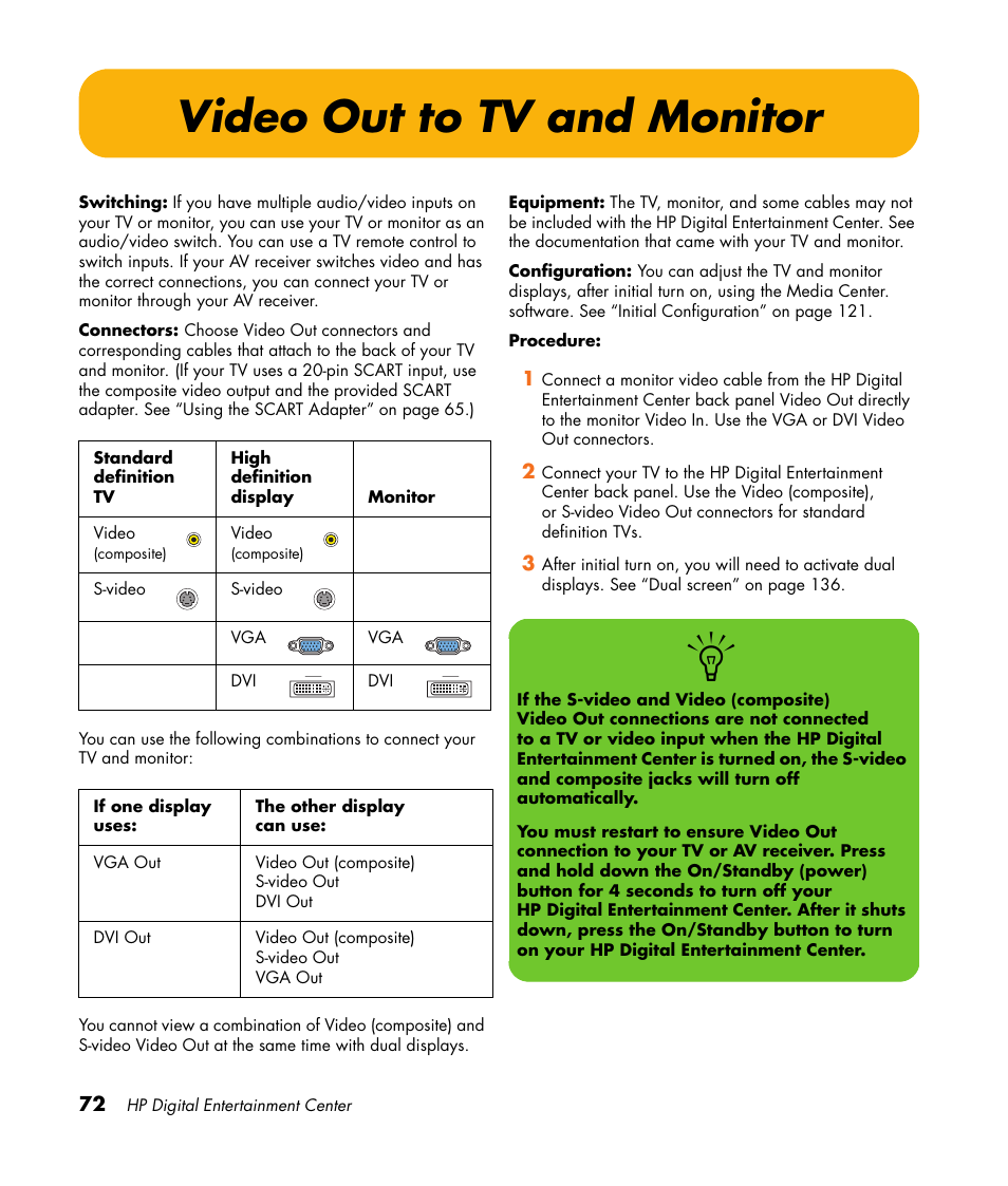 Video out to tv and monitor | HP 2000491 User Manual | Page 78 / 180