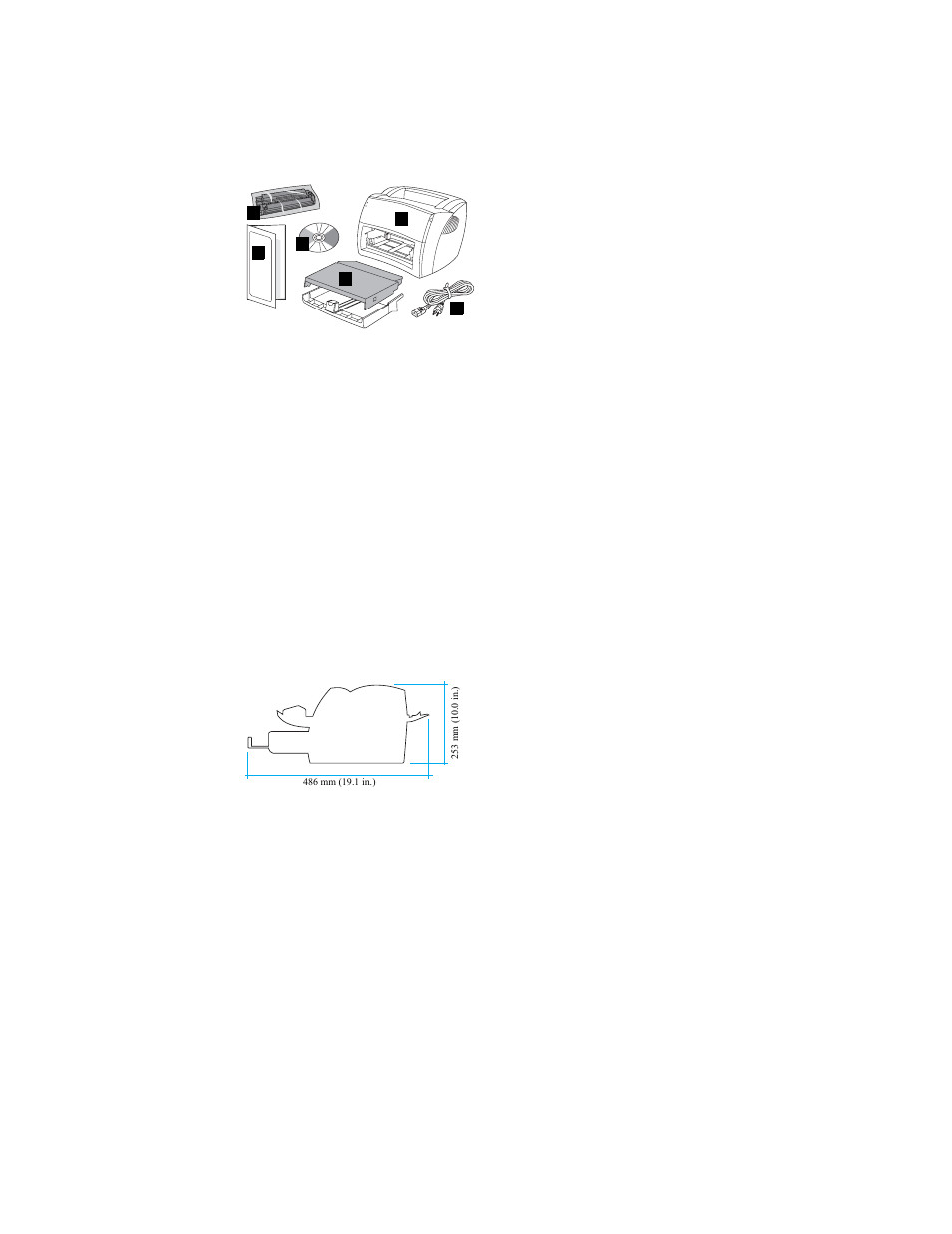 Review the package contents, Prepare the location, Review the package contents prepare the location | HP 1005 Series User Manual | Page 10 / 96