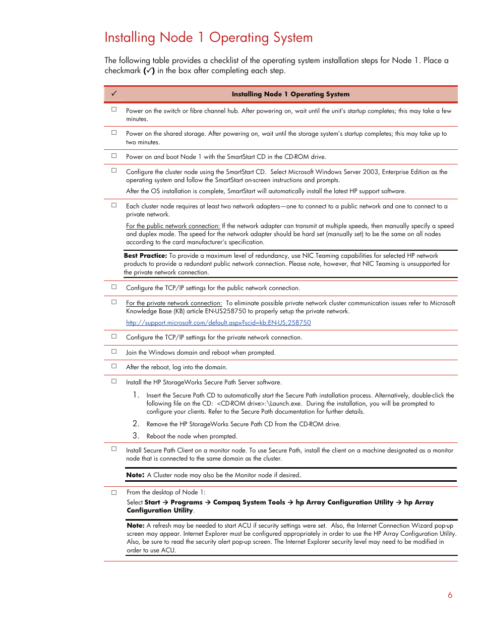 Installing node 1 operating system | HP F200 User Manual | Page 6 / 10