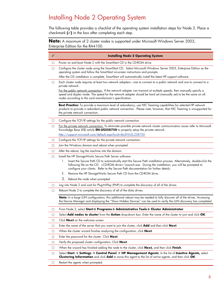 Installing node 2 operating system | HP F200 User Manual | Page 8 / 10