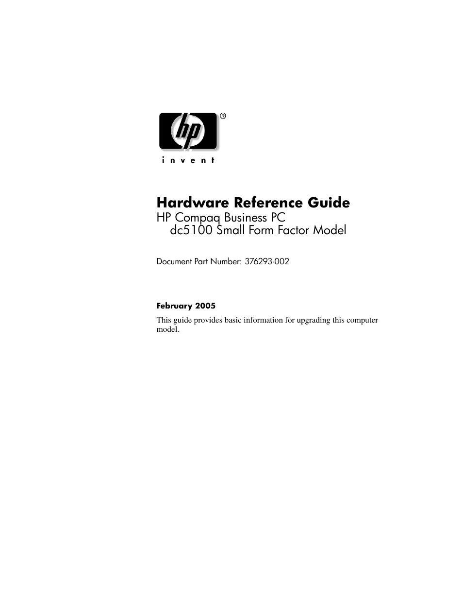 HP DC5100 User Manual | 58 pages