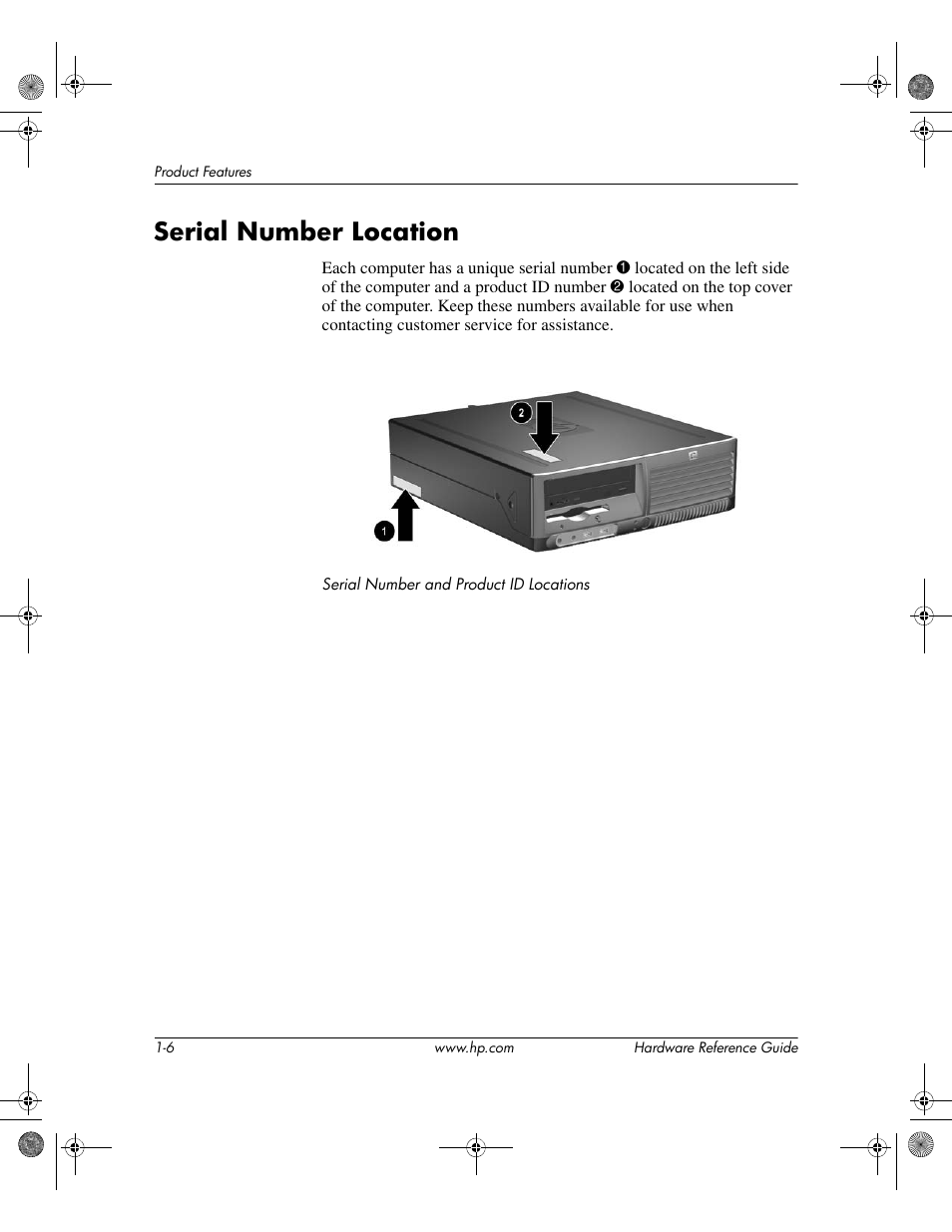 Serial number location, Serial number location –6 | HP DC5100 User Manual | Page 10 / 58