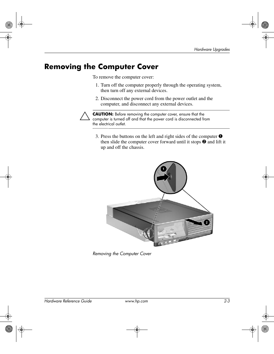 Removing the computer cover, Removing the computer cover –3 | HP DC5100 User Manual | Page 13 / 58