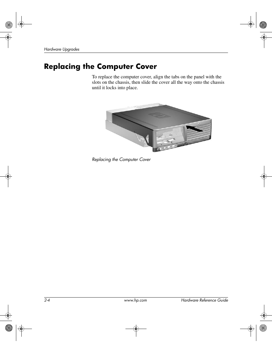 Replacing the computer cover, Replacing the computer cover –4 | HP DC5100 User Manual | Page 14 / 58