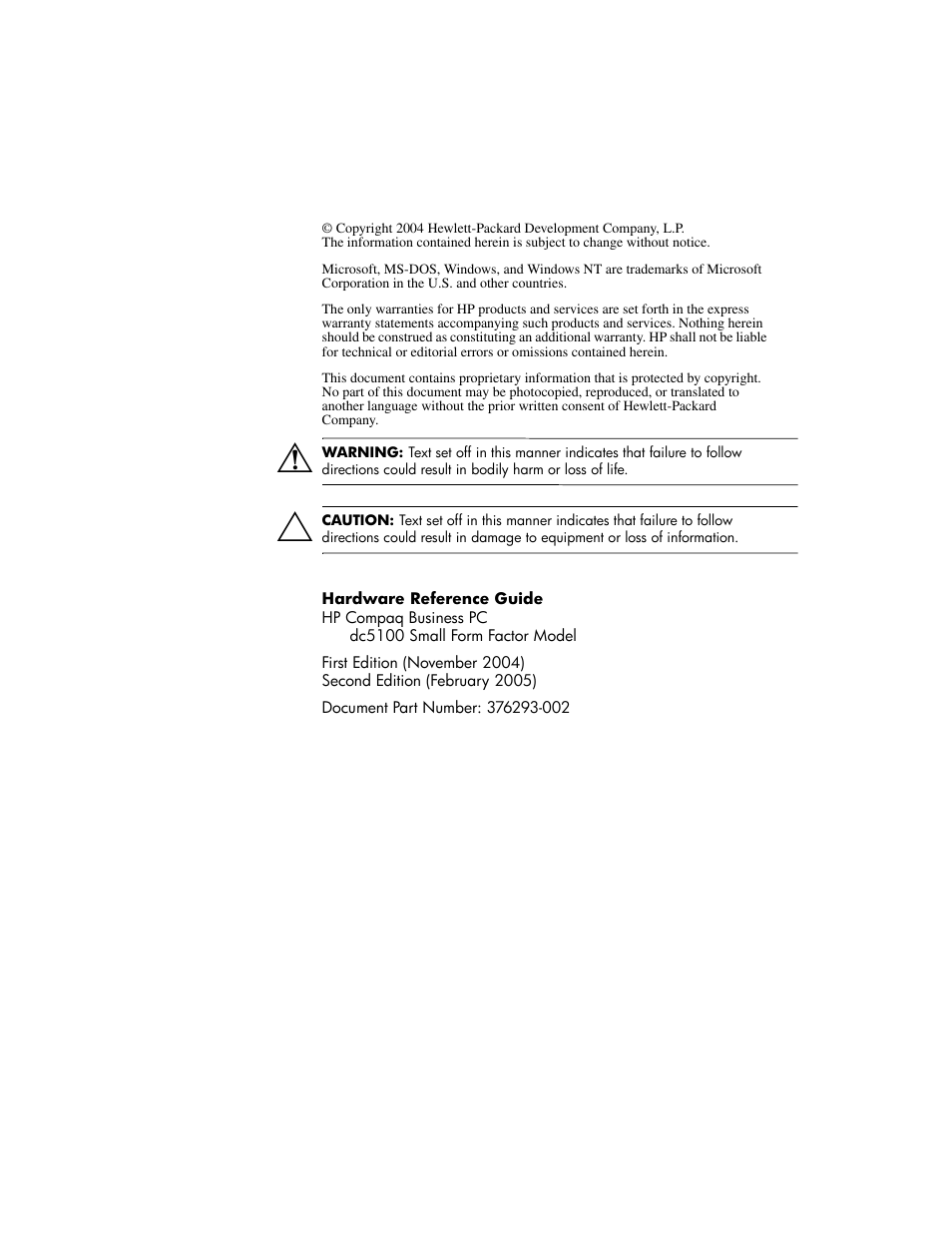 HP DC5100 User Manual | Page 2 / 58