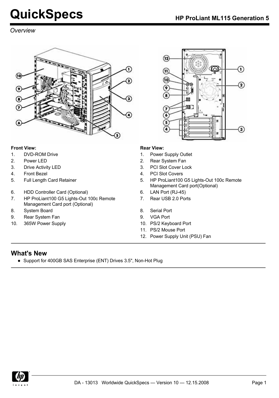 HP ProLiant ML115 G5 User Manual | 26 pages