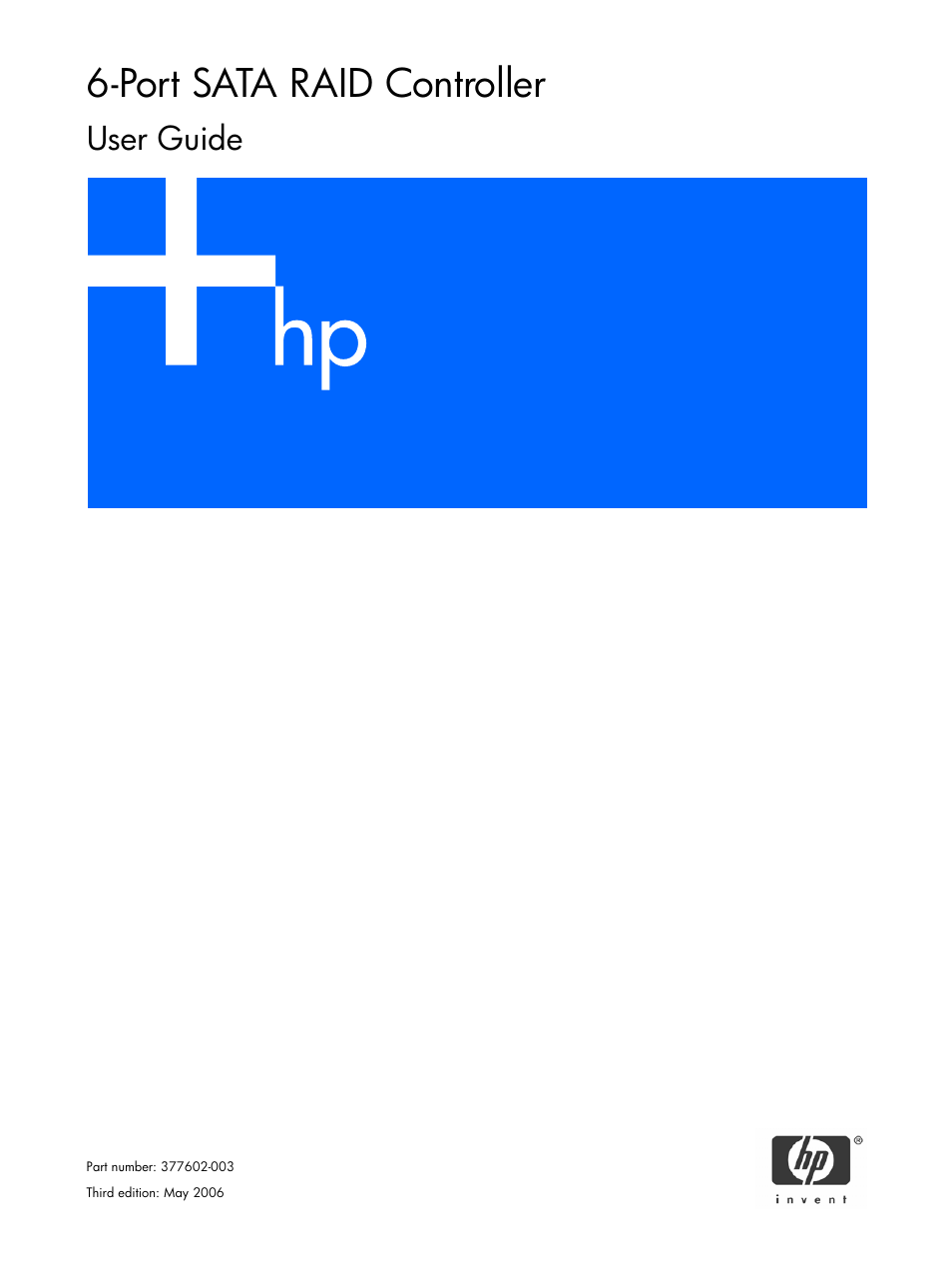 HP 6-Port SATA RAID User Manual | 25 pages