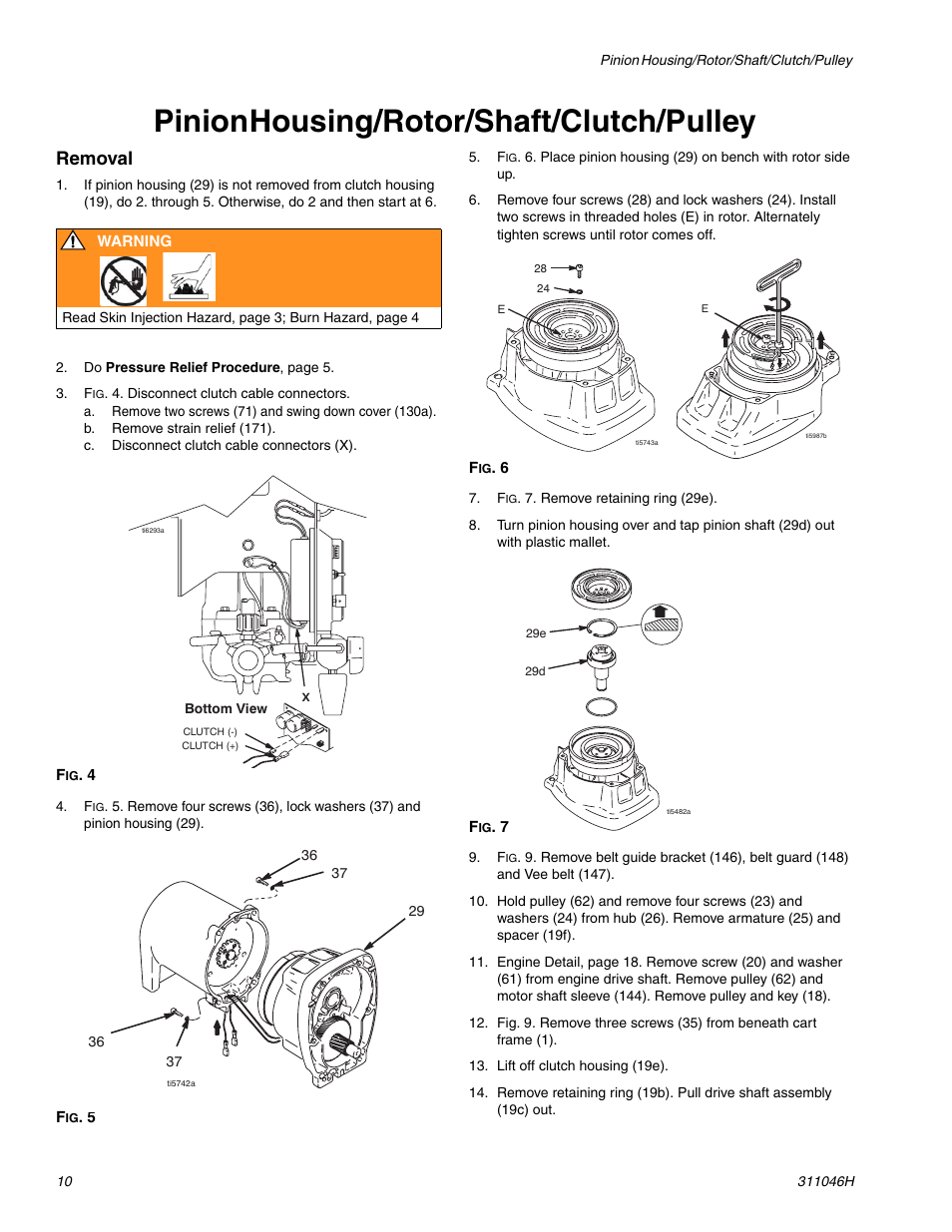 Pinion housing/rotor/shaft/clutch/pulley, Ge 10, Age10 | Pinion, Housing/rotor/shaft/clutch/pulley, Removal | HP GMAX 5900 User Manual | Page 10 / 28