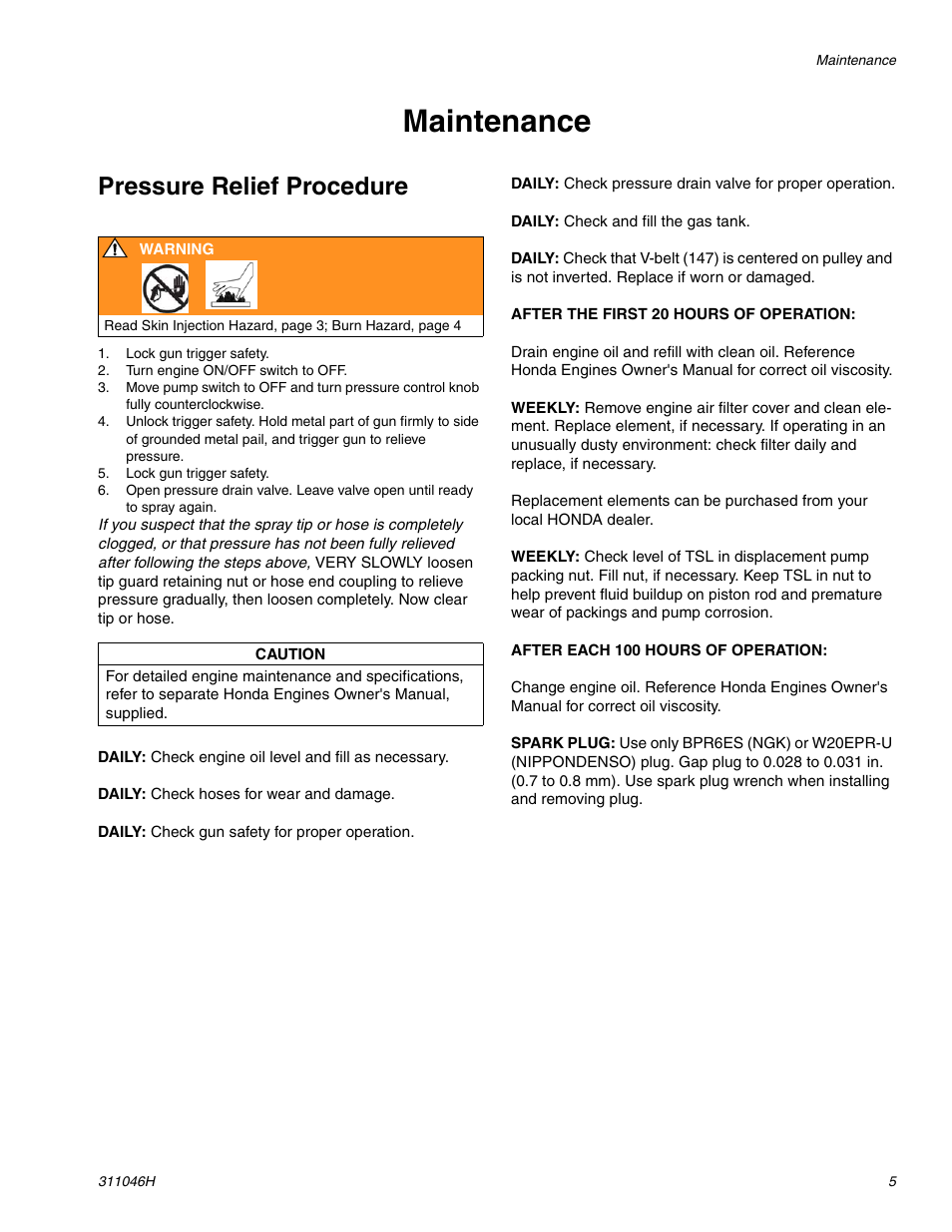 Maintenance, Pressure relief procedure | HP GMAX 5900 User Manual | Page 5 / 28