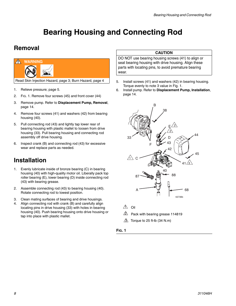 Bearing housing and connecting rod, Removal, Installation | HP GMAX 5900 User Manual | Page 8 / 28