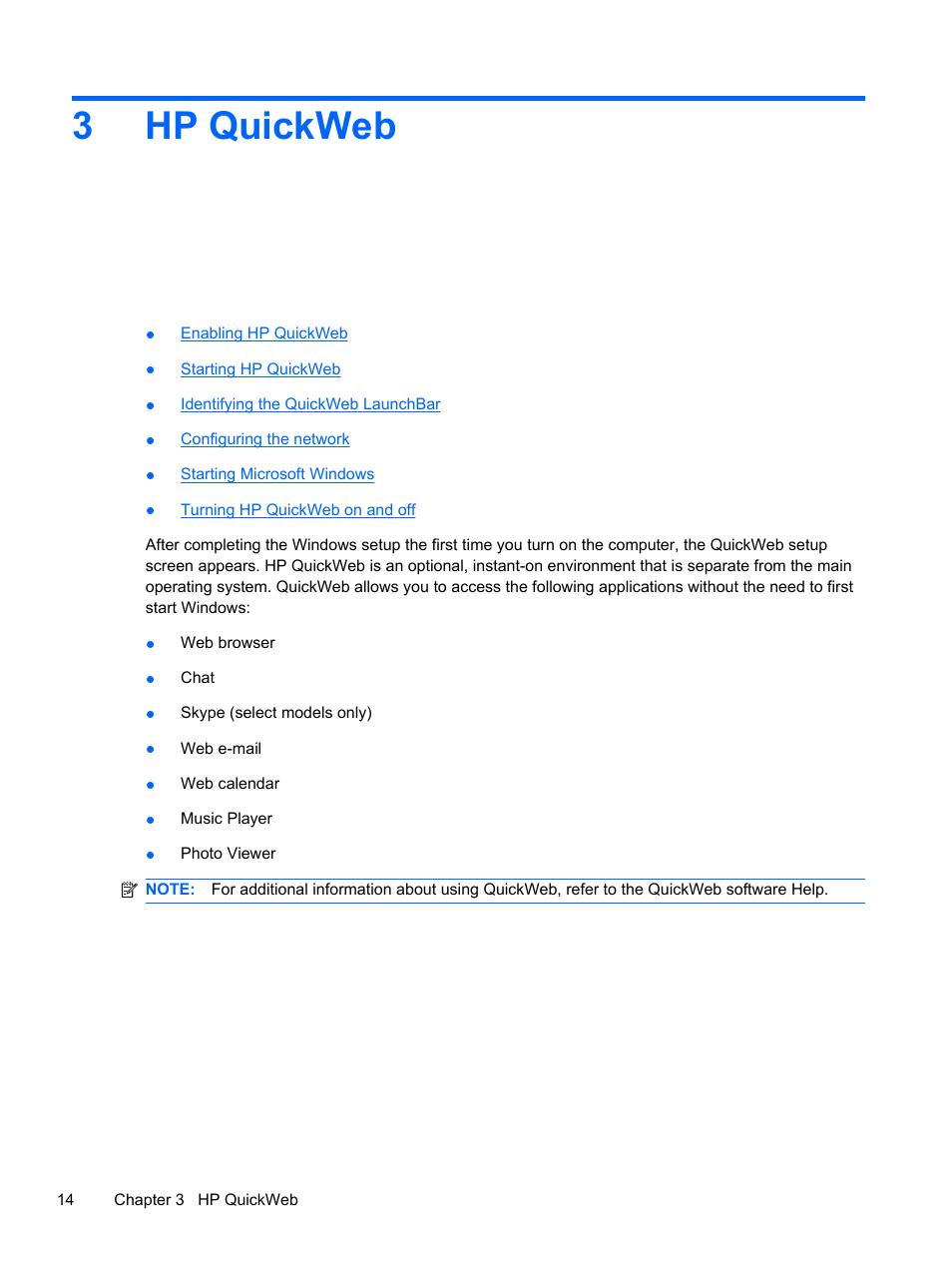 Hp quickweb, 3 hp quickweb, 3hp quickweb | HP 210 User Manual | Page 22 / 67