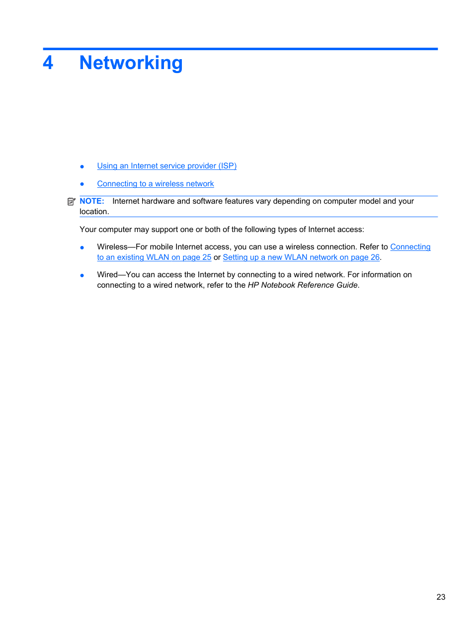 Networking, 4 networking, Information, refer to | 4networking | HP 210 User Manual | Page 31 / 67