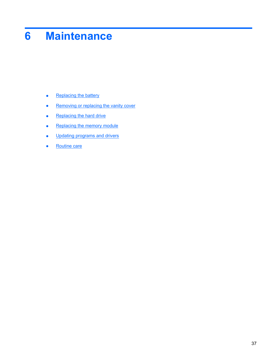 Maintenance, 6 maintenance, 6maintenance | HP 210 User Manual | Page 45 / 67