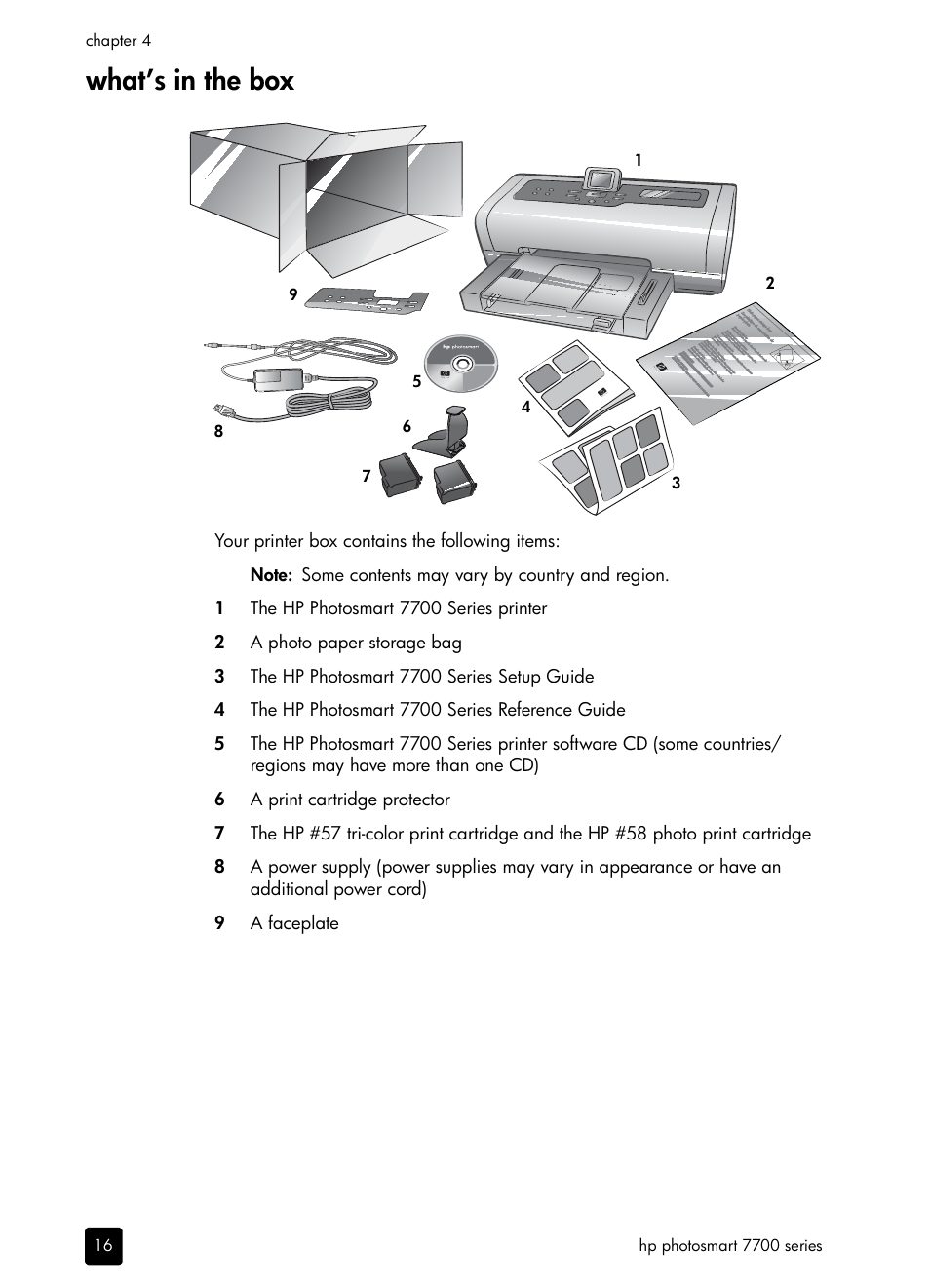 What’s in the box | HP 7700 User Manual | Page 6 / 32